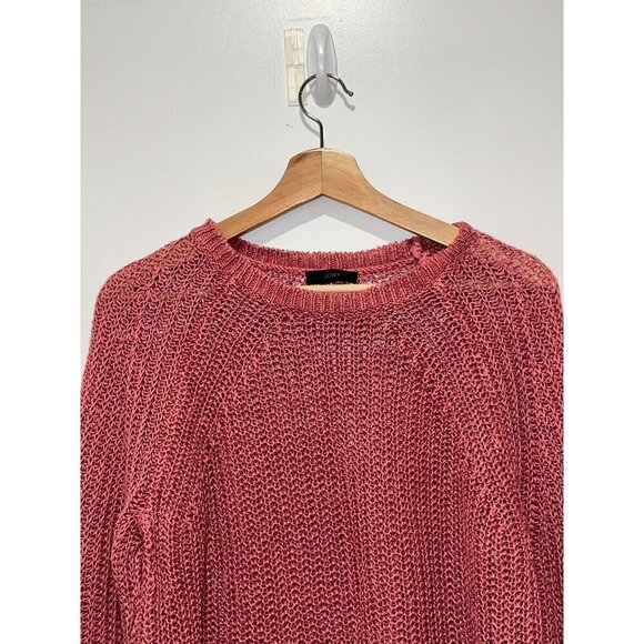 J. Crew Pink Open-Knit Relaxed Fit Linen Beach Pullover Sweater Women Medium - Picture 2 of 8